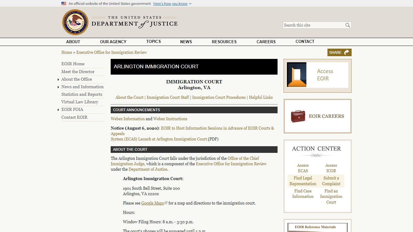 Arlington Immigration Court - United States Department of Justice